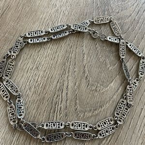 Vintage Silver Tone Long Abstract Chain Necklace Y2K 90s Grunge Era